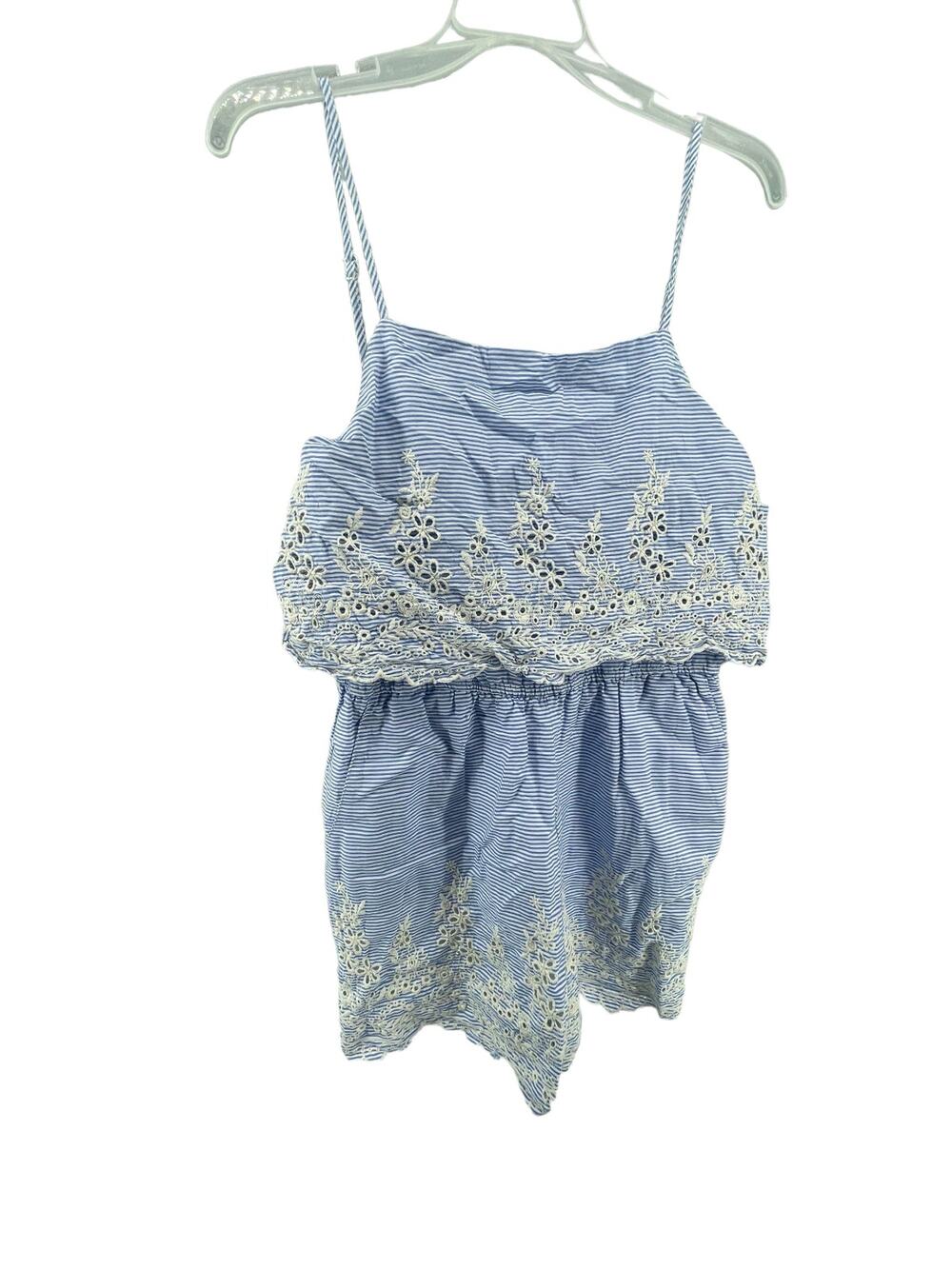 Hyfve Hyfve Hyfve Blue & White Striped Eyelet Tank Top Women's Size Medium